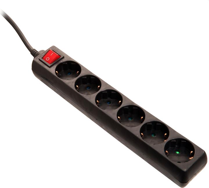 Immagine prodotto As - Schwabe 11672 Striscia di alimentazione multipla con interruttore e contatto di protezione nero (6 x, CEE 7/3, 5 m)
