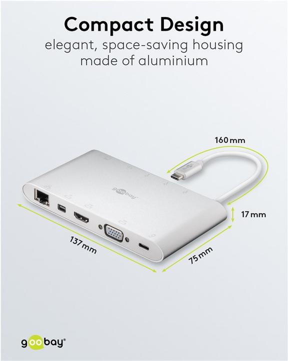 Actual product image Goobay USB-C Multiport-Adapter (USB-C, 11 Ports)