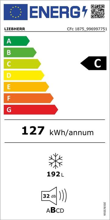 Energie-Label Liebherr CFc1875-26 (Freistehend, 192 l)