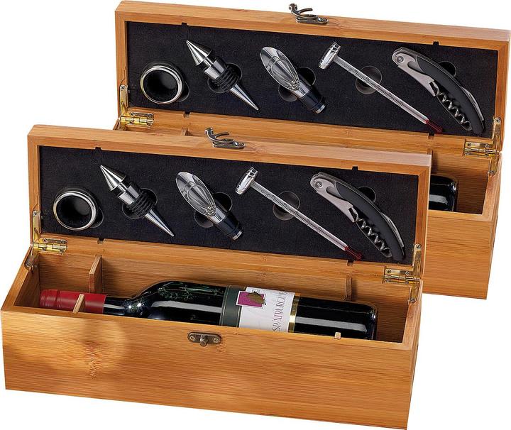 Image du produit Carlo Milano 2x Set de sommelier 5 pièces dans un coffret cadeau élégant pour 1 bouteille de vin (Thermomètre à vin, Aérateur de vin)