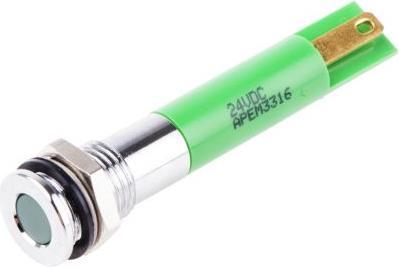 Actual product image Rs Pro 8mm flush low current LED, green 24Vdc