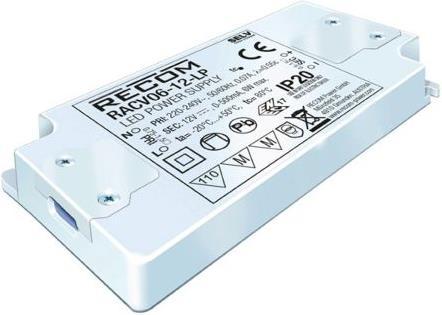 Produktbild Recom LED Driver CV 6W 12V Low Profile