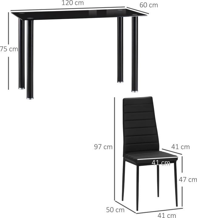 Immagine prodotto Homcom Set da pranzo con 4 sedie (120 x 60 x 97 cm)