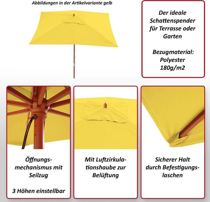 Immagine prodotto Swisshandel24 Ombrellone, Ombrellone da giardino Ombrellone da mercato, 3x4m Poliestere/Legno 6kg - crema (4 m)