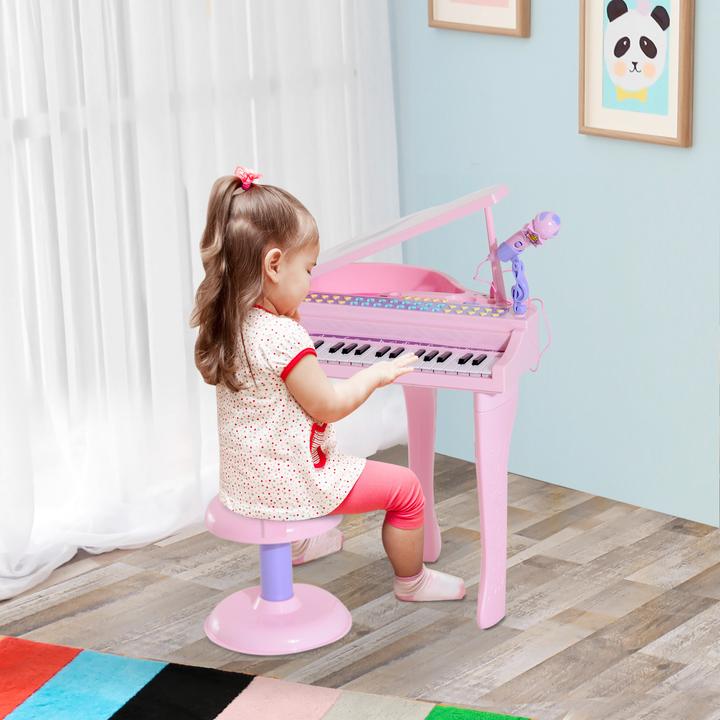 Immagine prodotto Homcom Pianoforte per bambini con sgabello (Inglese)