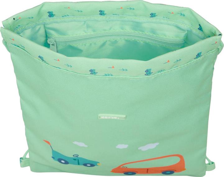 Produktbild Safta Rucksacktasche mit Bändern Coches grün 26 x 34 x 1 cm
