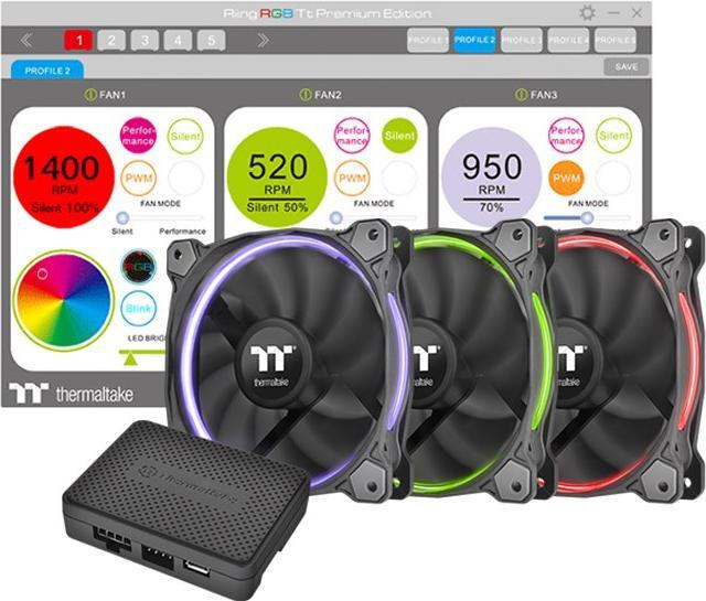 Image du produit Thermaltake Ventilateur Riing 14 RGB LED TT Premium Edition - Set de 3 pièces (140 mm, 3 x)
