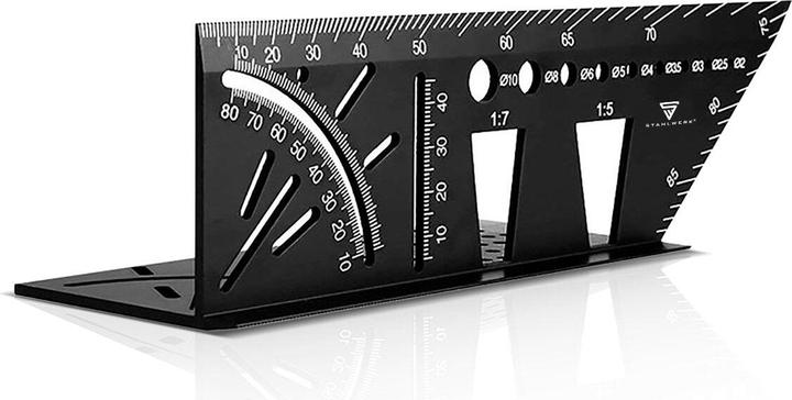 Actual product image Stahlwerk Set of 2 mitre angle ruler with stop and drilling jig 3D angle mitre gauge