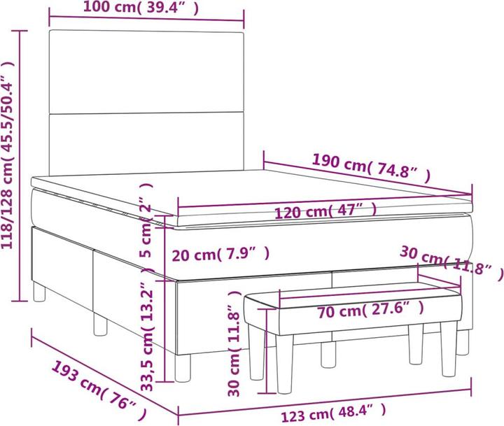 Actual product image VidaXL Bo x springbett mit Matratze 120 x 190 cm Stoff (120 x 190 cm)