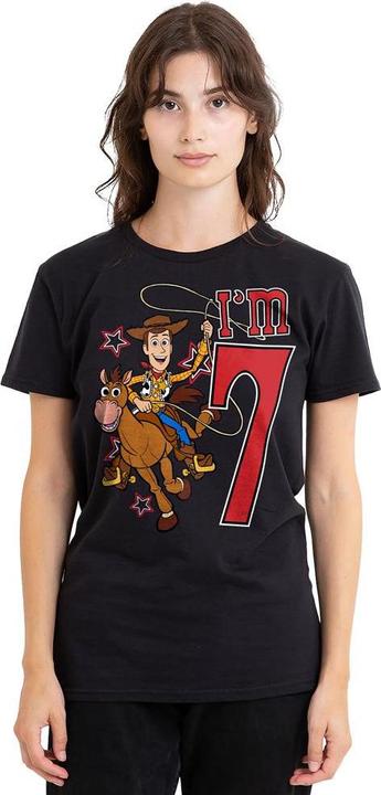 Actual product image Toy Story Unisex Adult I'm 7 Woody Birthday T-Shirt (S)