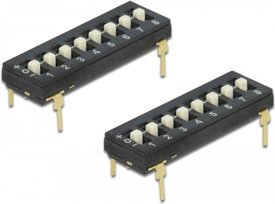 Actual product image Delock DIP-Switch Tri-State 8-digit 2,54mm pitch THT vertical black 2 pieces