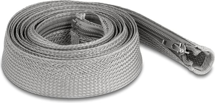 Produktbild Delock Geflechtschlauch mit Reissverschluss hitzebeständig 2 m x 30 mm grau (Kabelschlauch, 200 cm)