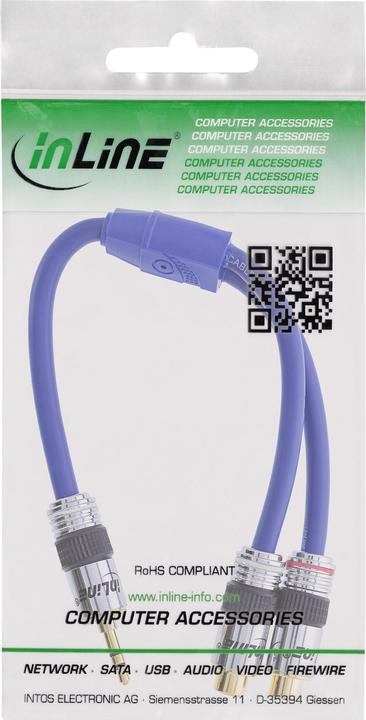Actual product image InLine RCA/jack cable, 2x RCA to 3.5mm jack (0.25 m, Cinch, 3.5mm jack (AUX))