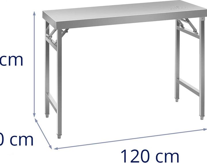 Actual product image Royal Catering Folding Work Table - Stainless Steel - 120 x 60 cm (120 cm, 120 cm)