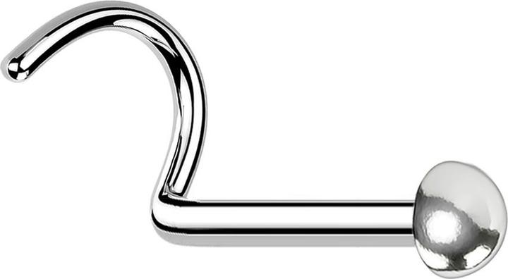 Produktbild Star Piercing Nasenstecker gebogen silber mit Kuppel (ohne Messing, Chirurgenstahl 316L)