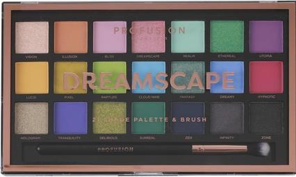 Profusion Cosmetics Dreamscape 21 Farbtöne Palette mit Pinsel