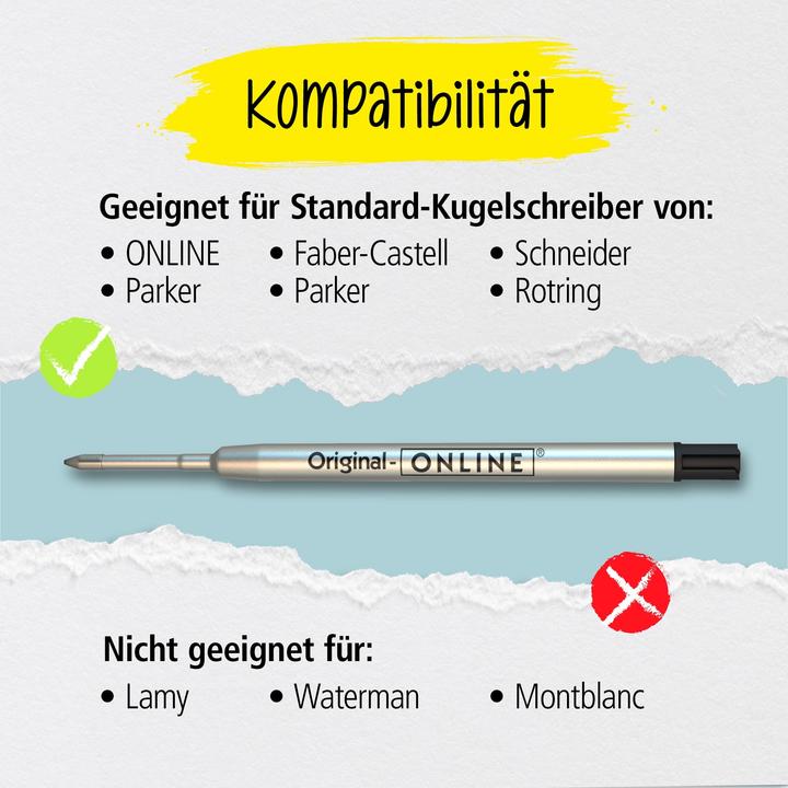 Produktbild Online Kugelschreiberminen M schwarz, 6 St. (Ersatzmine, Schwarz, 0.60 mm)