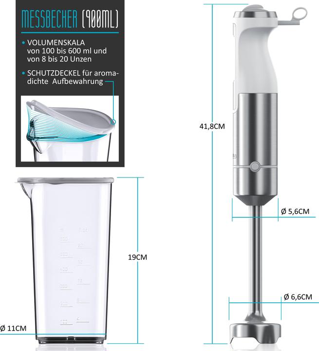 Actual product image Arendo Hand blender 1000W White, stainless steel