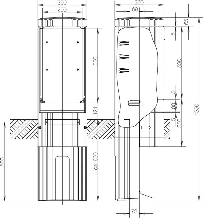 Produktbild ABN SL135P FreiluftsÃ¤ule Rondo,MPlatte FB1 BH3, H=1350mm,1-f