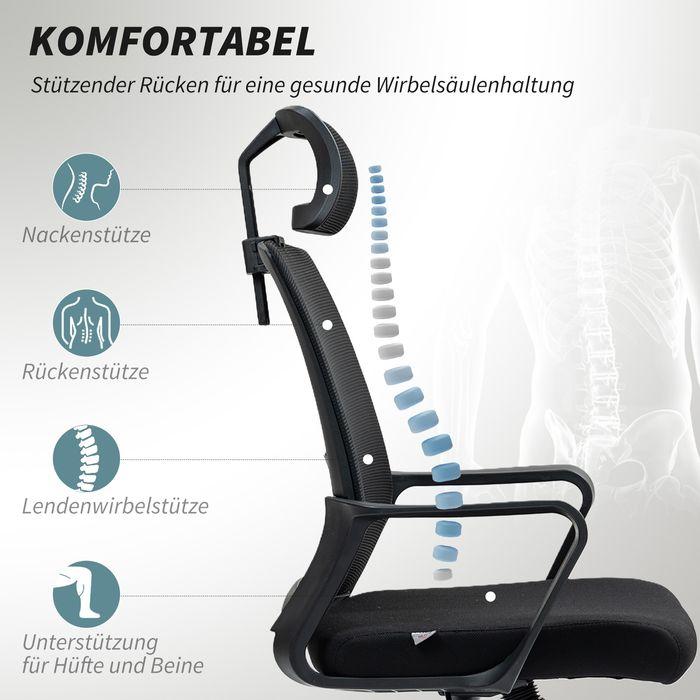 Produktbild Swisshandel24 Bürostuhl Ergonomischer Schreibtischstuhl mit Armlehne, Verstellbar Kopfstütze