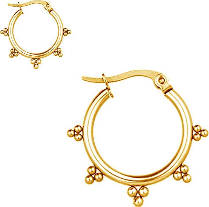 Produktbild Star Piercing Ohrring vergoldet Creole mit drei Kugeln (ohne Messing, Chirurgenstahl 316L)