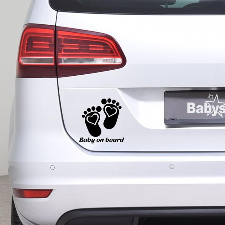 Produktbild Babystar Baby Autoaufkleber Babyfüsse mit Herz - Schwarz
