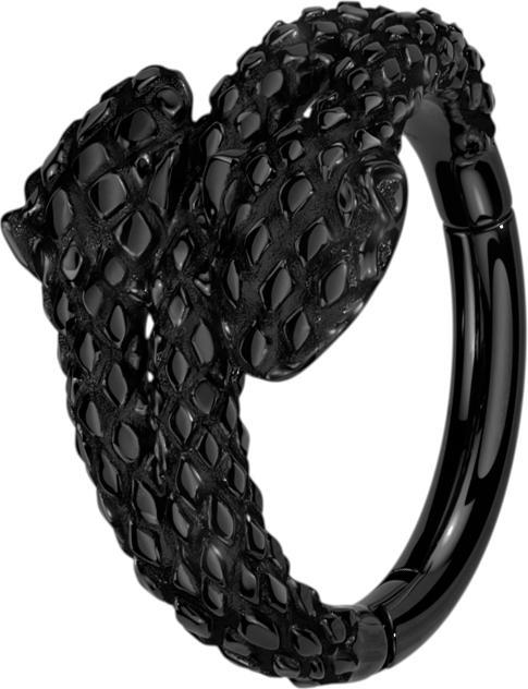 Star Piercing Micro Segmentring klappbar schwarz doppelter Schlangenkopf (ohne Messing, Chirurgenstahl 316L)