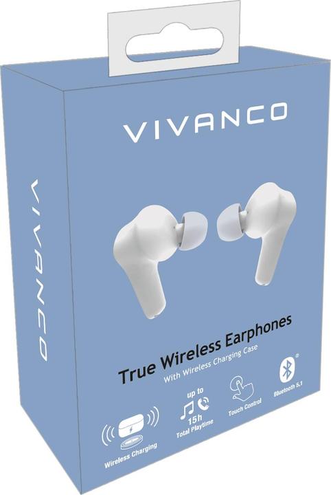 Immagine prodotto Vivanco COMFORT PAIR W Auricolare True Wireless Stereo (TWS) In-ear Chiamate/Musica Bluetooth Bianco (Nessuna soppressione del rumore, 10 h, Senza fili)