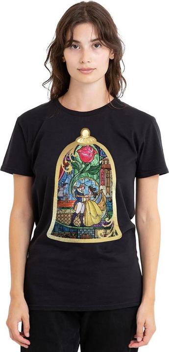 Actual product image Beauty And The Beast Unisex Adult Stained Glass T-Shirt (XXL)