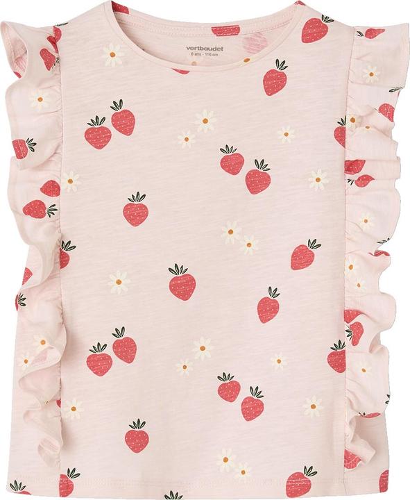 Actual product image Vertbaudet Mädchen T-Shirt mit Volants und Erdbeeren (128)