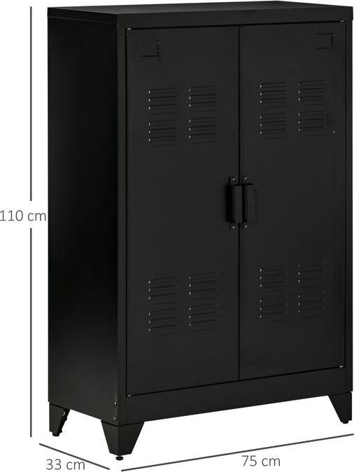 Image du produit Swisshandel24 Sideboard Armoire à dossiers avec portes à lamelles Armoire à vêtements Armoire de stockage avec (75 x 33 x 110 cm)