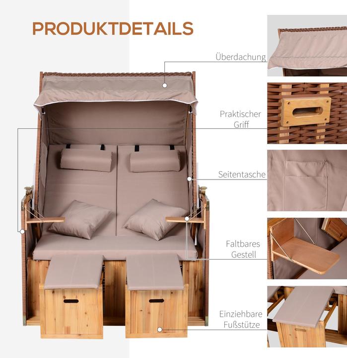 Actual product image Outsunny Beach chair with roof and cup holder