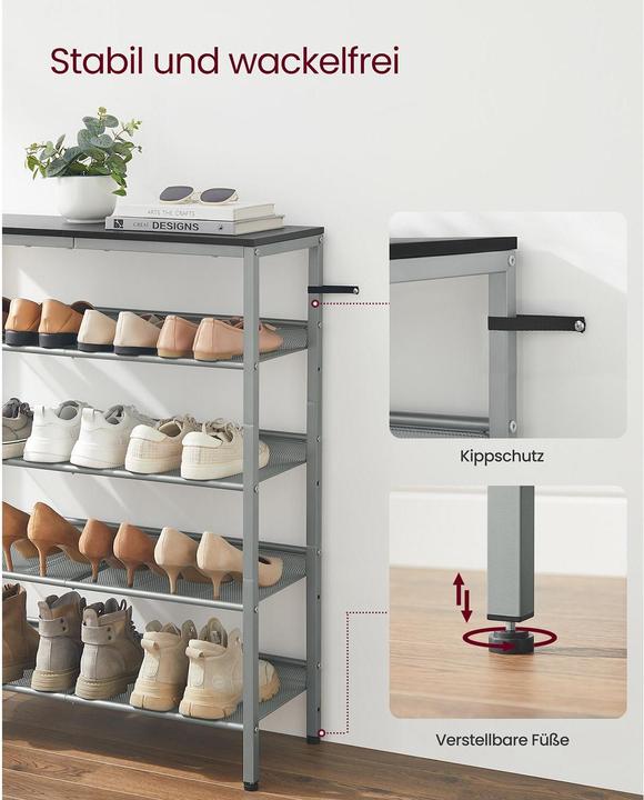 Produktbild Vasagle Schuhregal silber, schwarz 75,0 x 28,0 x 93,0 cm
