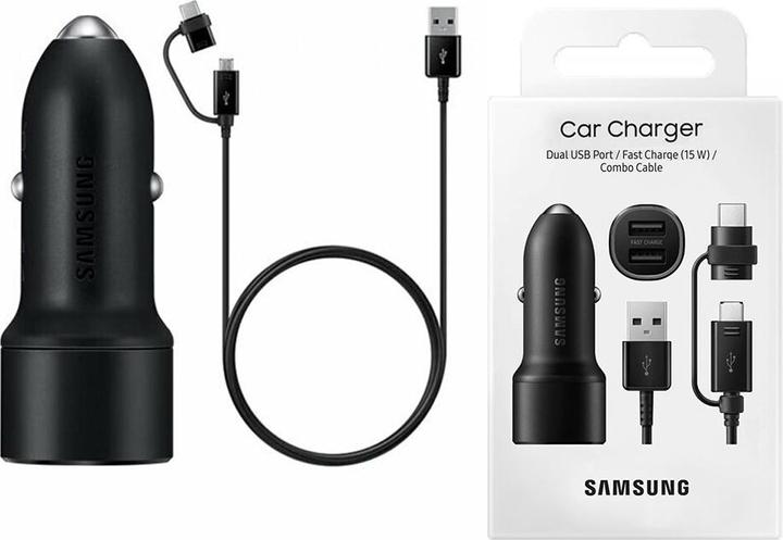 Image du produit Samsung Chargeur rapide pour deux voitures 2x 15W avec câble de données 2 en 1