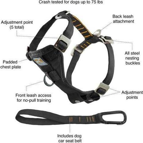 Actual product image Kurgo Tru-Fit-Smart safety harness with belt (S, Dog, General)