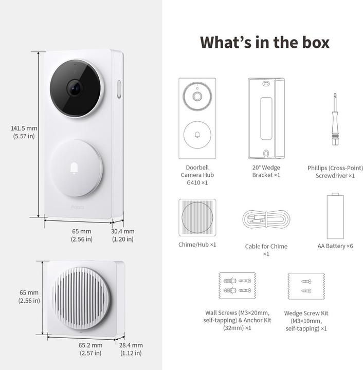 Produktbild Aqara Smart Video Doorbell G410 *weiss* (WLAN)