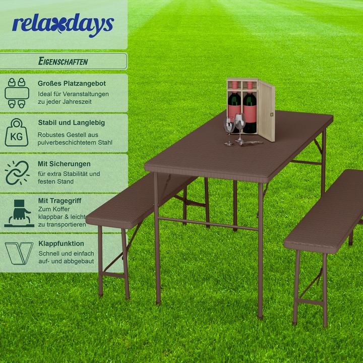 Produktbild Relaxdays 3-tlg. Bierzeltgarnitur (120 cm)