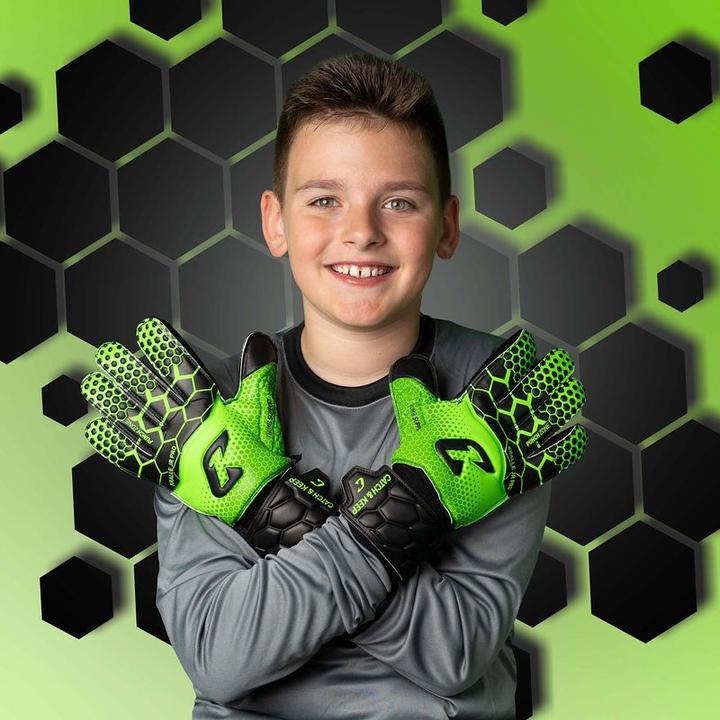 Produktbild Catch & Keep Fussballhandschuhe Kralle Junior Pro 3.0 Gr. 4 Grün Torwart Keeper Goalie Handschuhe (4)