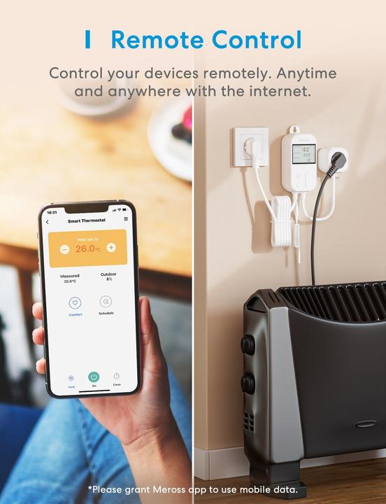 Actual product image Meross SMART HOME WI-FI THERMOSTAT/HEAT.&COOLING MTS200BHK
