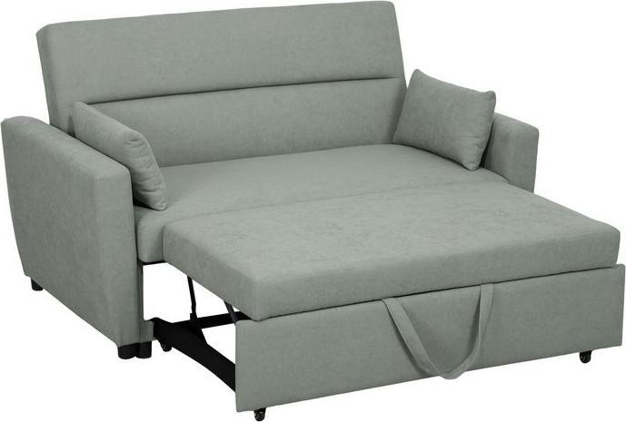 Swisshandel24 Schlafsofa, 2-Sitzer Sofa mit Schlaffunktion, Verstellbare Rückenlehne, Hellgrau