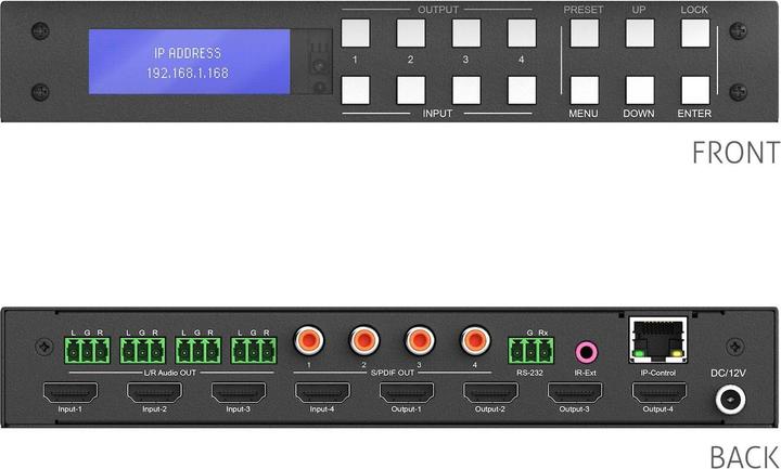 Actual product image Purelink Matrix Switcher PT-MA-HD44M HDMI