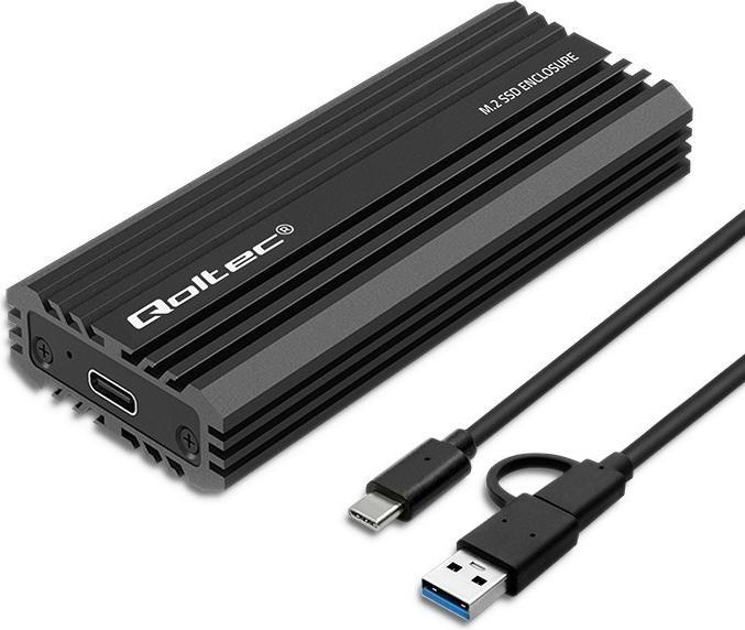 Qoltec Obudowa | kieszeń NV2270 na dysk M.2 SSD SATA | NGFF | PCIe | USB-C (M.2)