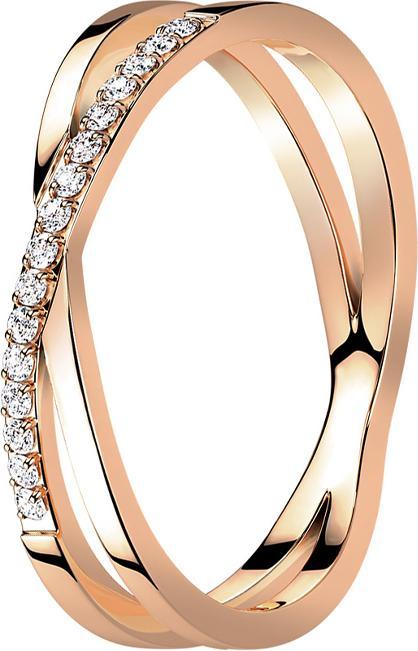 Image du produit Star Piercing Bague or rose croix X avec cristaux (50, Or 917/22 K)