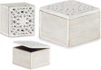 Image du produit Giftdecor boîte carrée en bois ajouré blanc