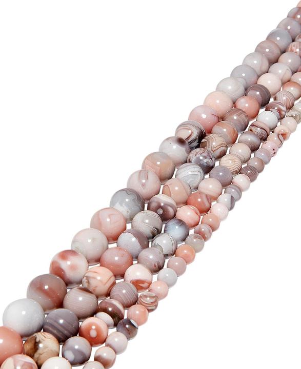 Leyda Botswana Achat Strang rosa-grau poliert