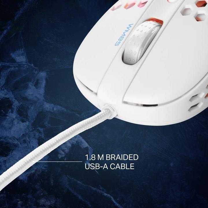 Actual product image Deltaco GAMING White LINE 65g weight, 400-6400 DPI, 1000 Hz, white (Cable)