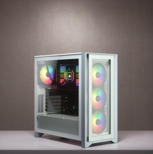Produktbild Corsair iCUE 4000X RGB Mid-Tower White-Gehäuse aus gehärtetem Glas (ATX, mATX, Mini-ITX, E-ATX)