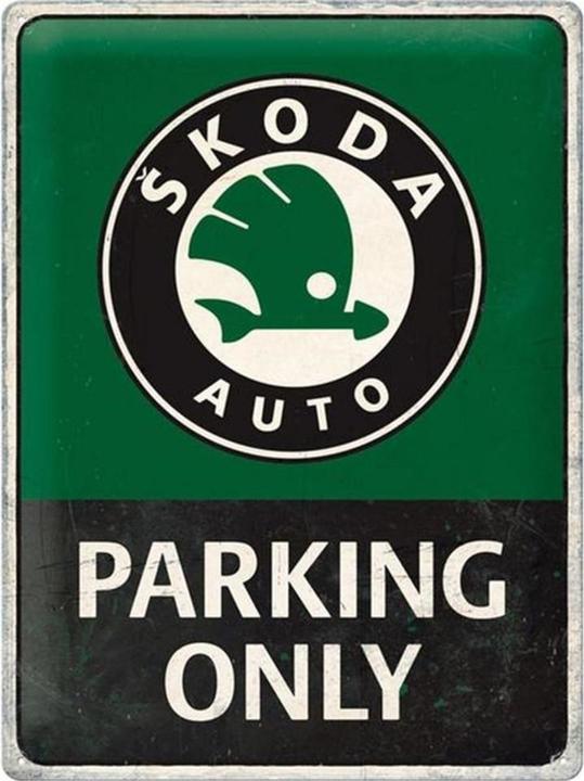 Nostalgic-Art Merchandising Schild Skoda Parking only 30 x 40 cm, Metall (30 x 40 cm)