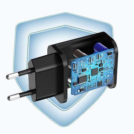 Produktbild Choetech Quick Charge 3.0 18W 3A USB Wall Charger + USB - USB Type C Cable Black (Q5003) (18 W)