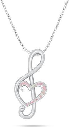 Actual product image Brilio Silver - Silver treble clef necklace with synthetic opal NCL164WB